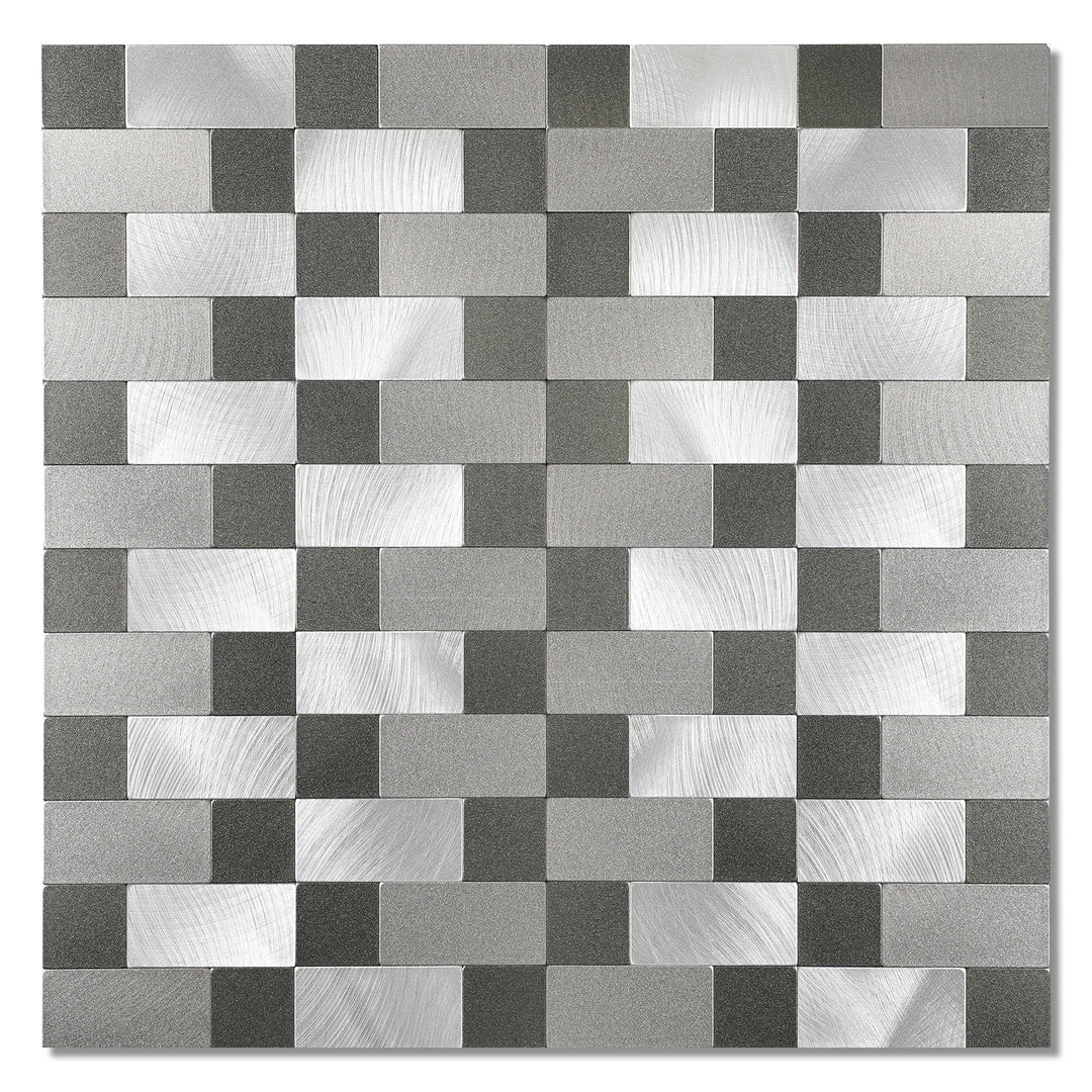 silver & black peel and stick metal tile