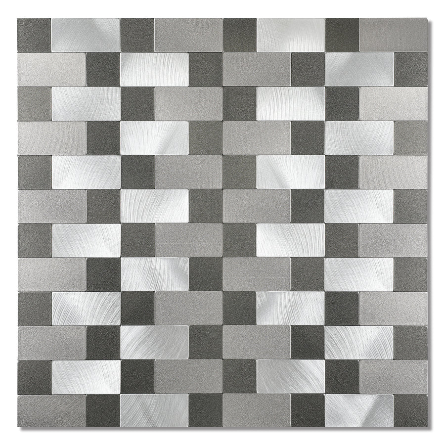 silver & black peel and stick metal tile