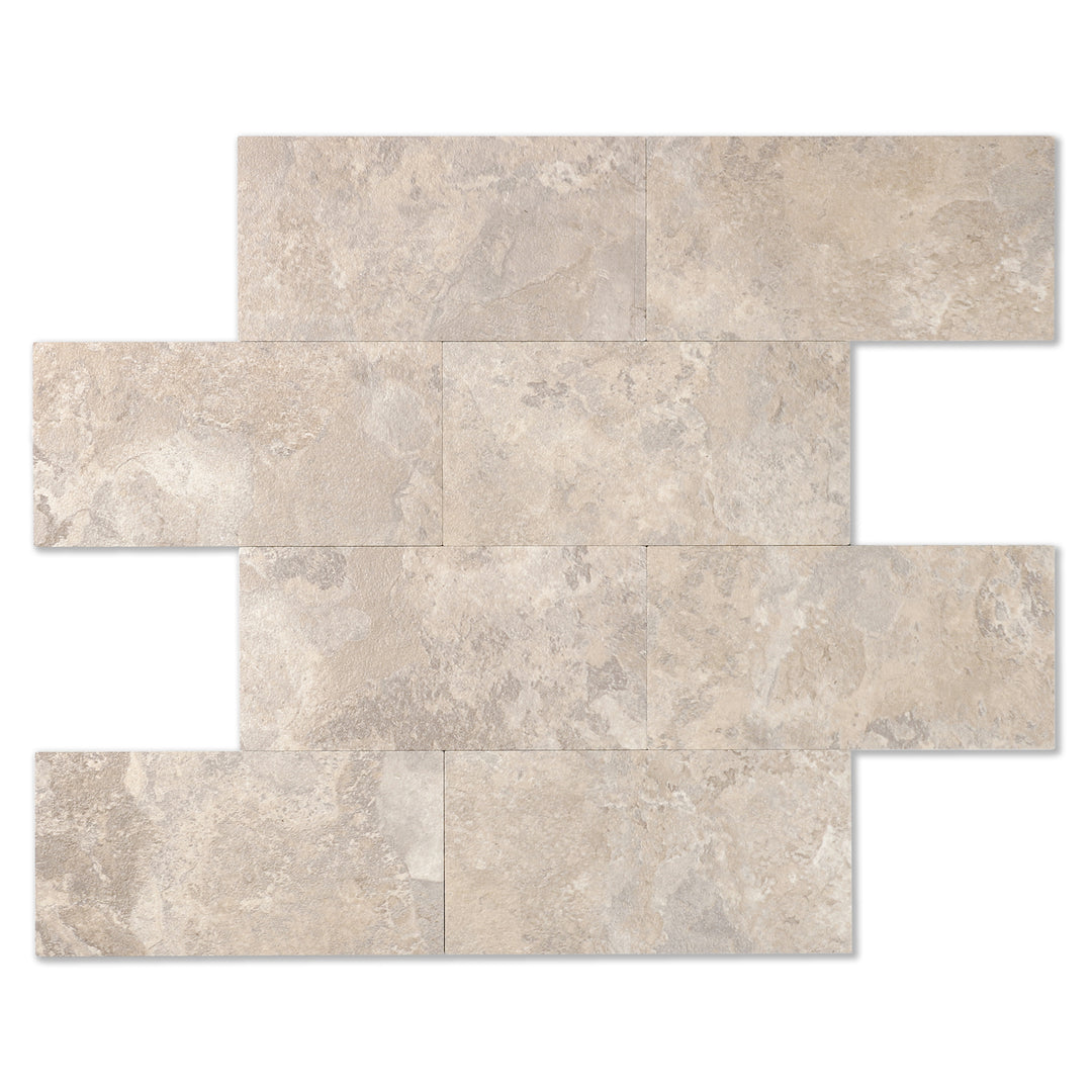11.8" X 11.8" Beige Stone Rock Peel and Stick Subway Backsplash Tile