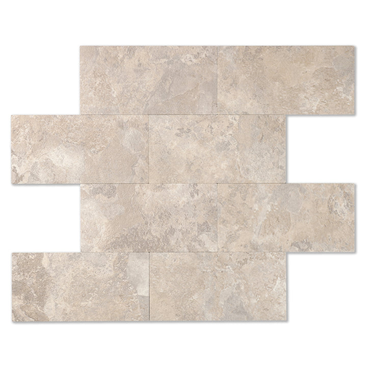11.8" X 11.8" Beige Stone Rock Peel and Stick Subway Backsplash Tile