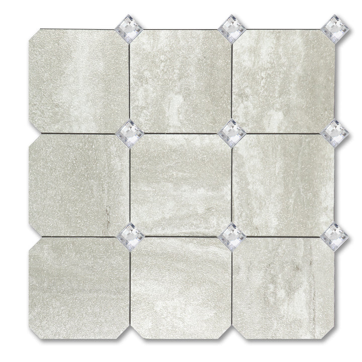 Gray Beige Peel and Stick Diamonds Tile