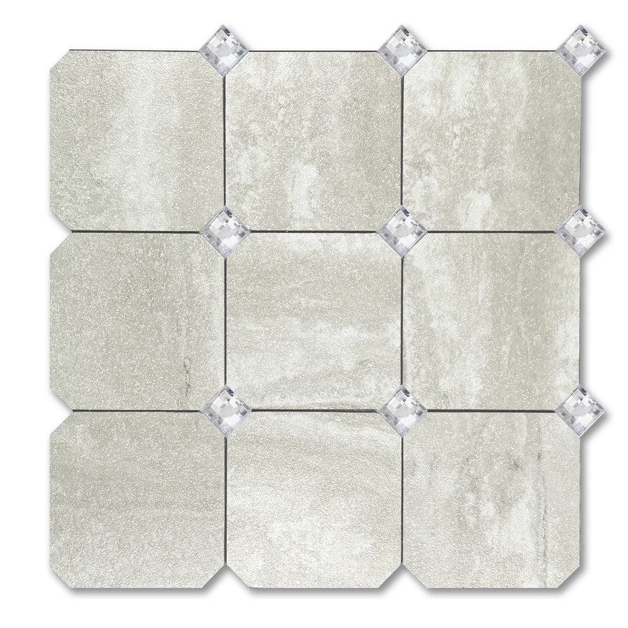 Gray Beige Peel and Stick Diamonds Tile