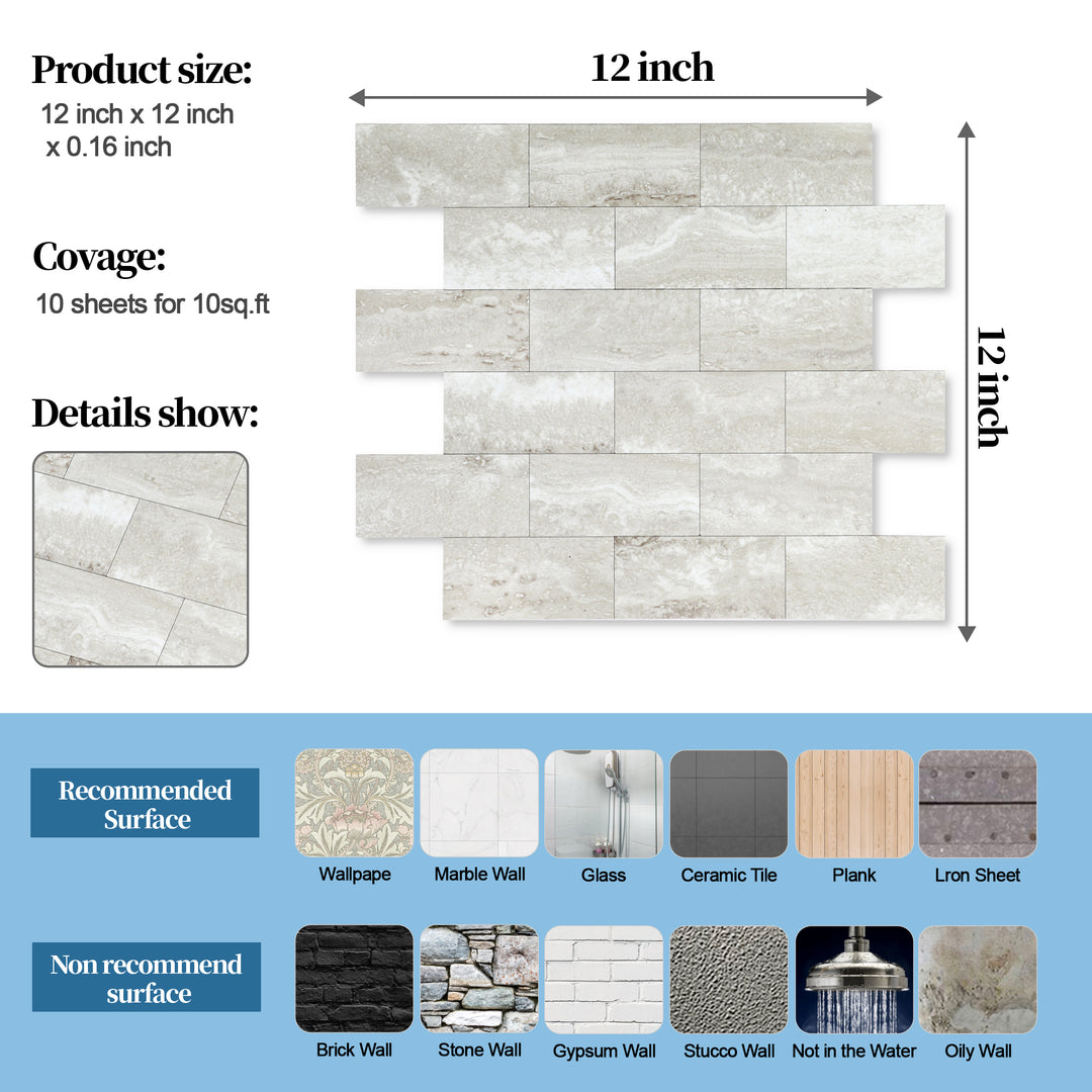 Size of self-adhesive tiles