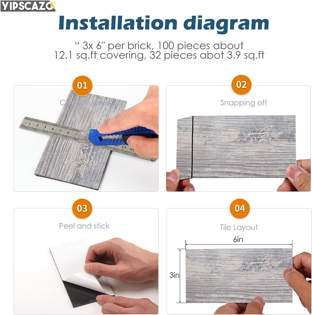 3" X 6"  PVC kitchen tiles in Light Rustic cutting suggestion image