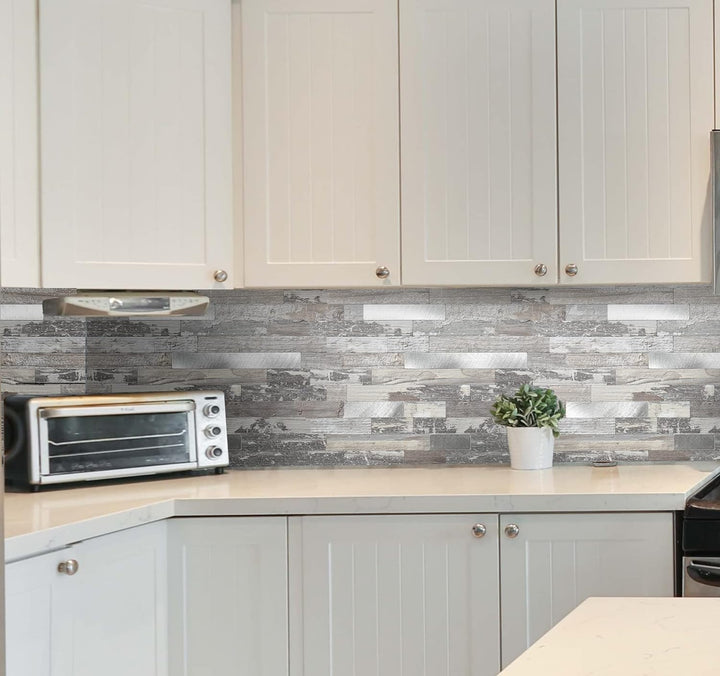 PVC backsplash ideas for kitchen Linear Blend in Light Rustic