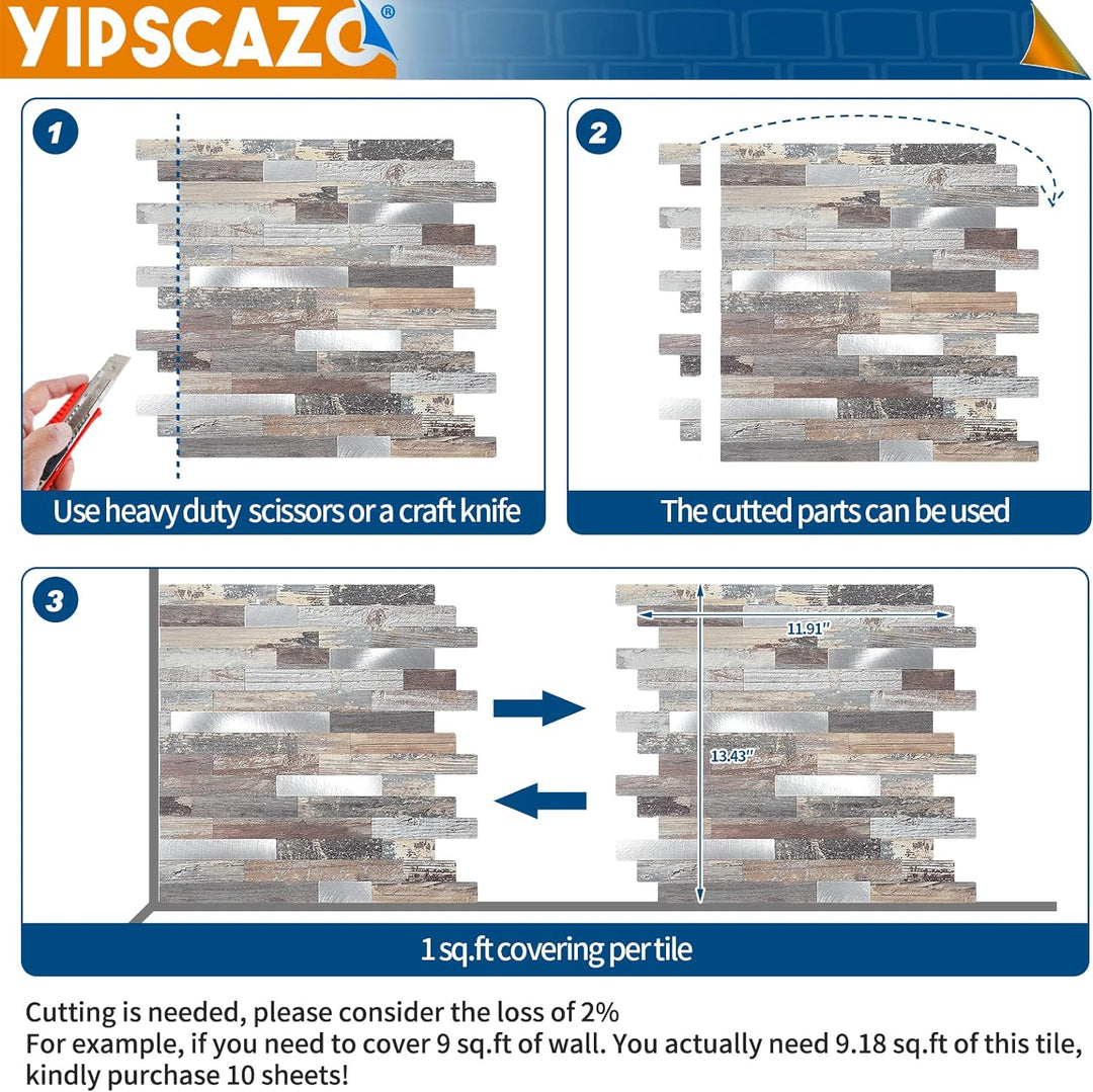 PVC backsplash tile size image Linear Blend in Light Wood