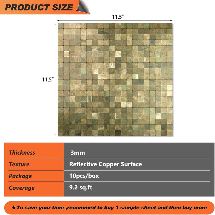 mosaic tile size