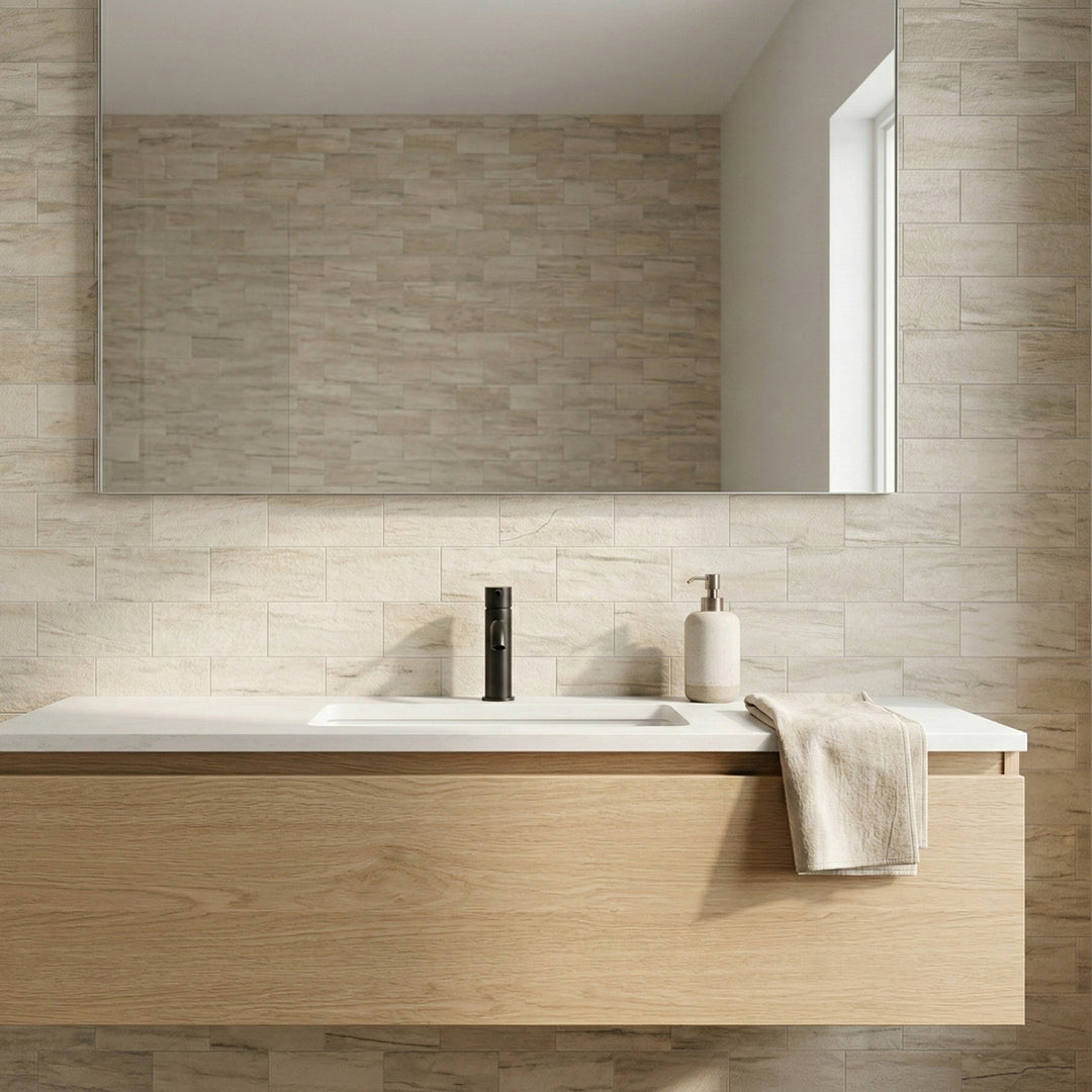 subway tile stick on bathroom