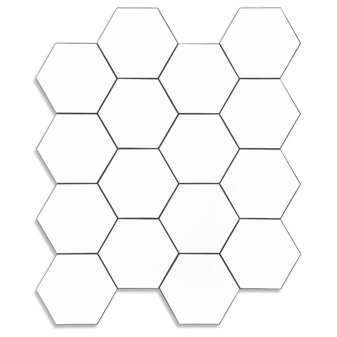 Hexagon Peel and Stick Tiles PVC  White  Backsplash