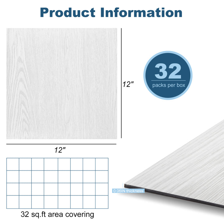 Self-adhesive floor tile size diagram