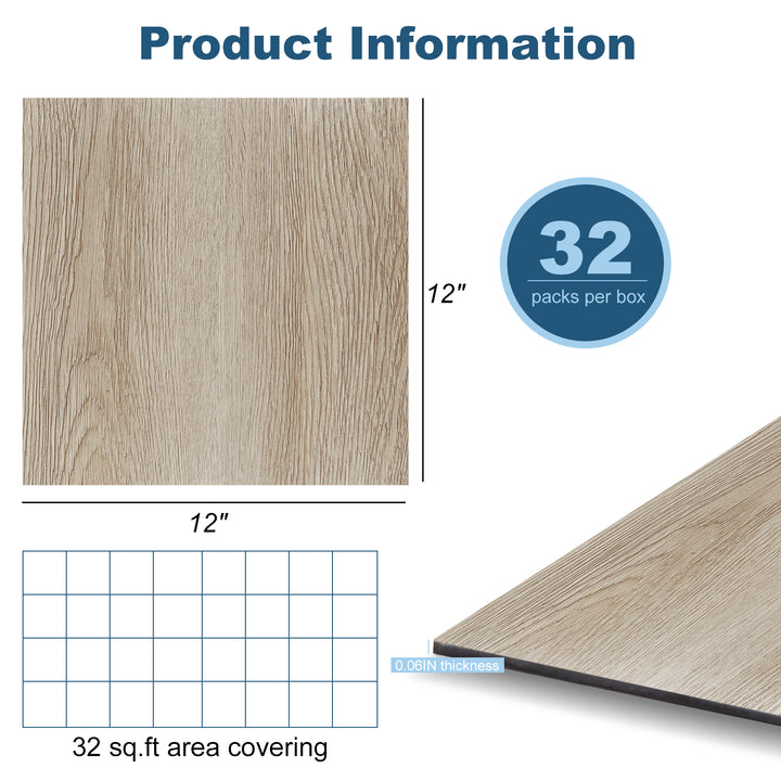 Self-adhesive floor tile size diagram