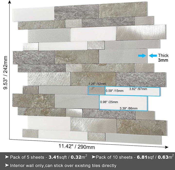 the size of tiles