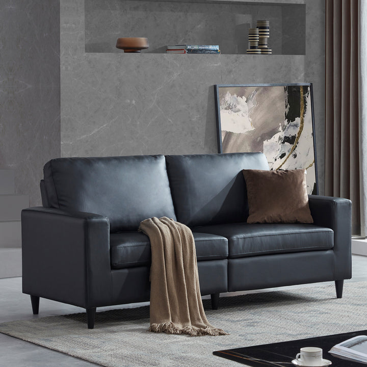 Orisfur. Modern Style 3 Seat Sofa PU Leather Upholstered Couch Furniture for Home or Office (3-Seat Sofa)