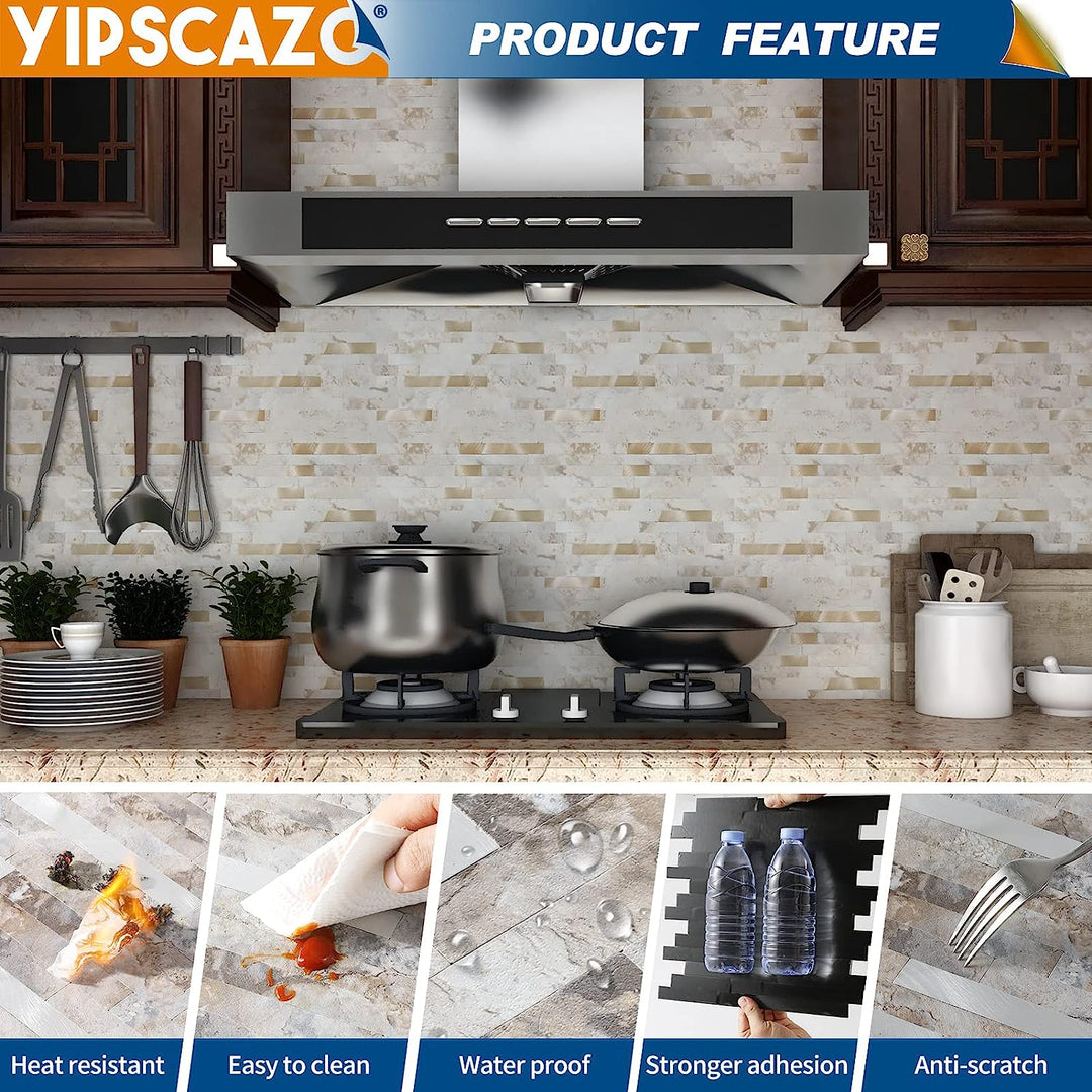 PVC kitchen backsplash back adhesive Linear Blend in Ecru