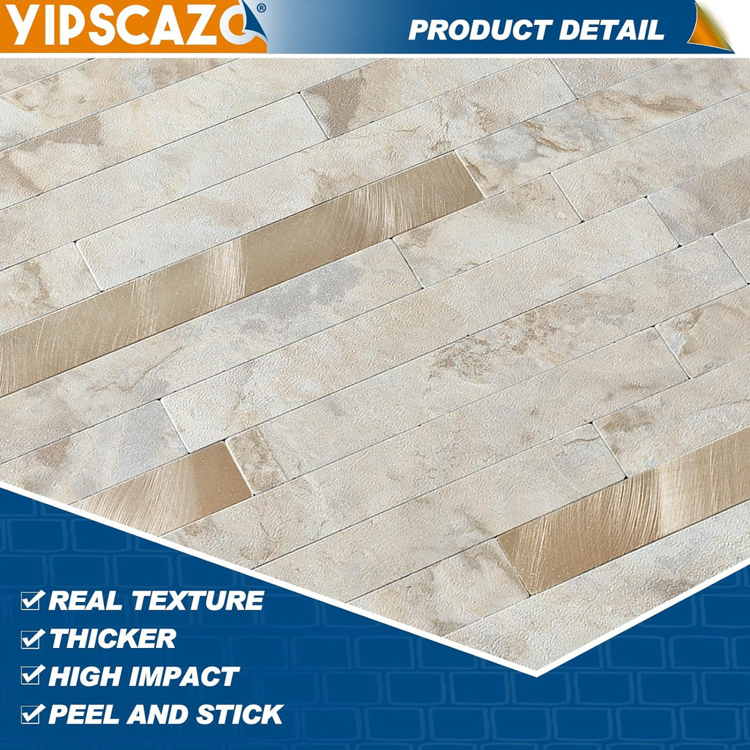 PVC stick on backsplash detail image Linear Blend in Ecru